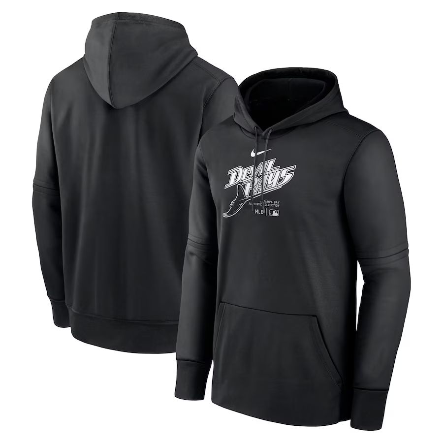 Men 2025 MLB Tampa Bay Rays Black Nike hoodie style 2